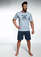Men's top and shorts pajamas, horizontal stripes